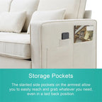 Merax 104  4-Seater Modern Linen Fabric Sofa with Armrest Pockets and 4 Pillows,Minimalist Style Couch