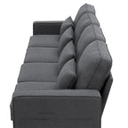 Merax 104  4-Seater Modern Linen Fabric Sofa with Armrest Pockets and 4 Pillows,Minimalist Style Couch