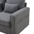 Merax 104  4-Seater Modern Linen Fabric Sofa with Armrest Pockets and 4 Pillows,Minimalist Style Couch