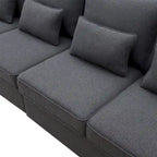 Merax 104  4-Seater Modern Linen Fabric Sofa with Armrest Pockets and 4 Pillows,Minimalist Style Couch