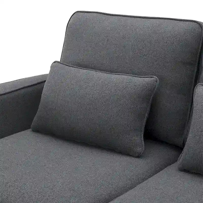 Merax 104  4-Seater Modern Linen Fabric Sofa with Armrest Pockets and 4 Pillows,Minimalist Style Couch