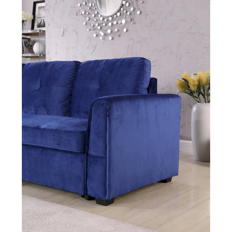 91-in. Velvet Reversible Convertible Storage Sectional/Sofa Sleeper