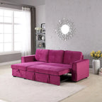 91-in. Velvet Reversible Convertible Storage Sectional/Sofa Sleeper