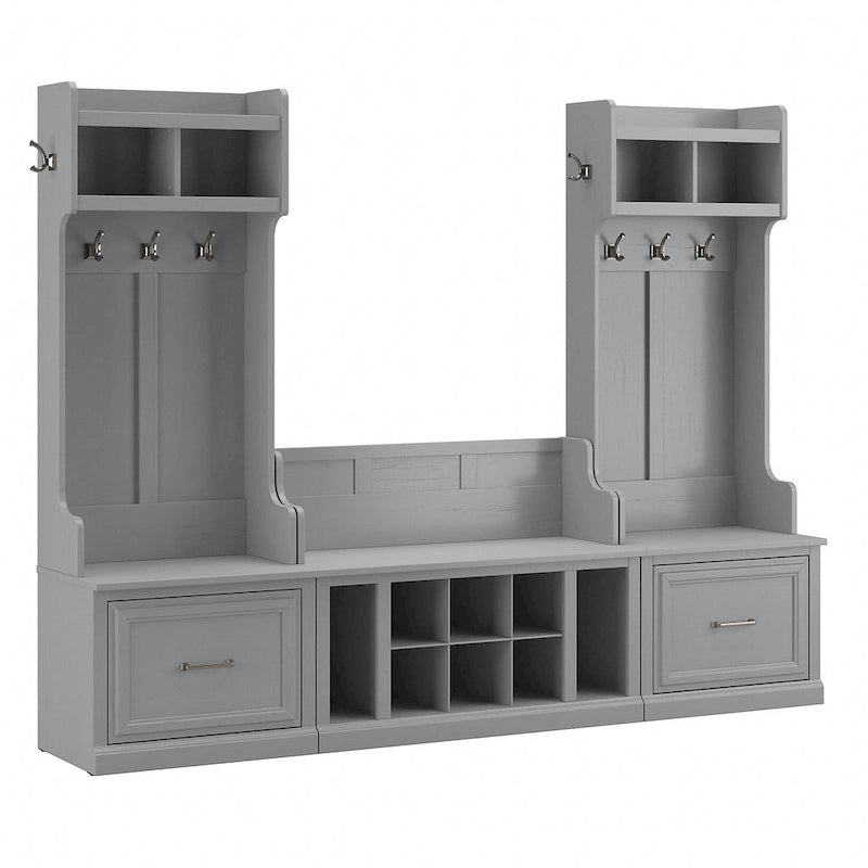 Woodland Hall Trees and Shoe Bench with Drawers by Bush Furniture