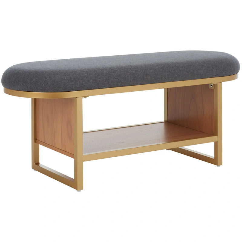 SAFAVIEH Home Collection Iona Open Shelf Bench W/Cushion - 42 W x 15 D x 18 H