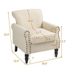 Living Room Armchair with Nailhead Trim - 29.9 W x 29.9 H x 32.9 D
