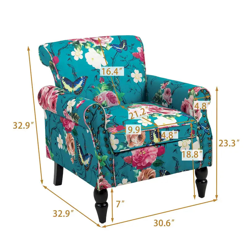 Living Room Armchair with Nailhead Trim - 29.9 W x 29.9 H x 32.9 D