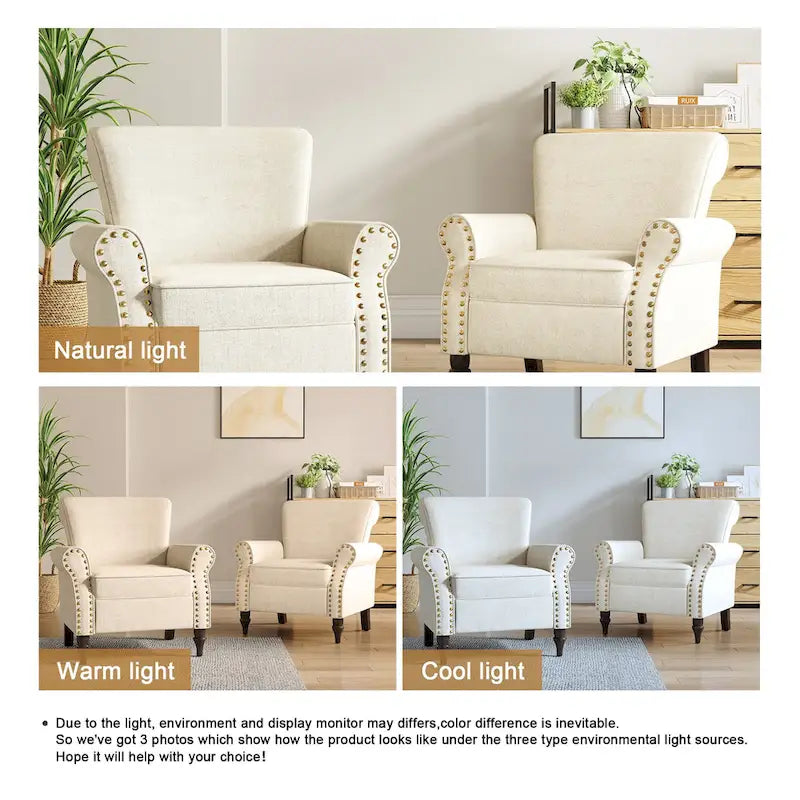 Living Room Armchair with Nailhead Trim - 29.9 W x 29.9 H x 32.9 D