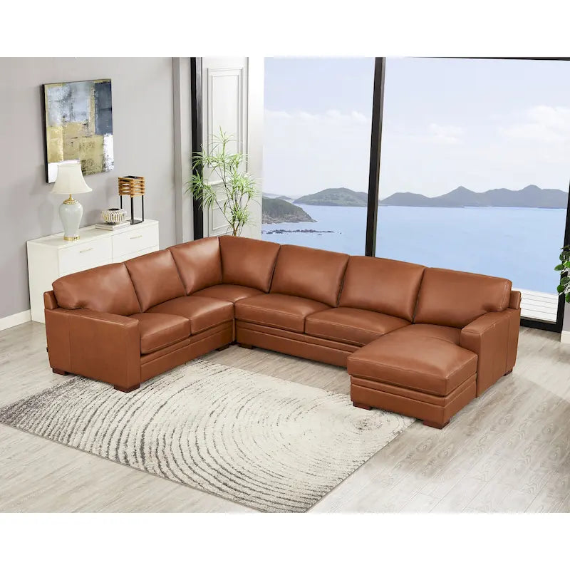 Hydeline Dillon Top Grain Leather Right-Facing Sectional Sofa with Chaise