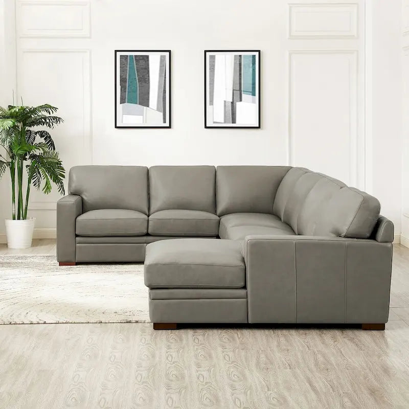 Hydeline Dillon Top Grain Leather Right-Facing Sectional Sofa with Chaise