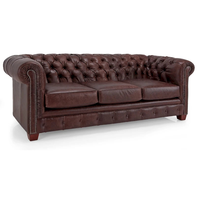 Hancock Tufted Top Grain Italian Leather Chesterfield Sofa - 31  H x 86  W x 40  D