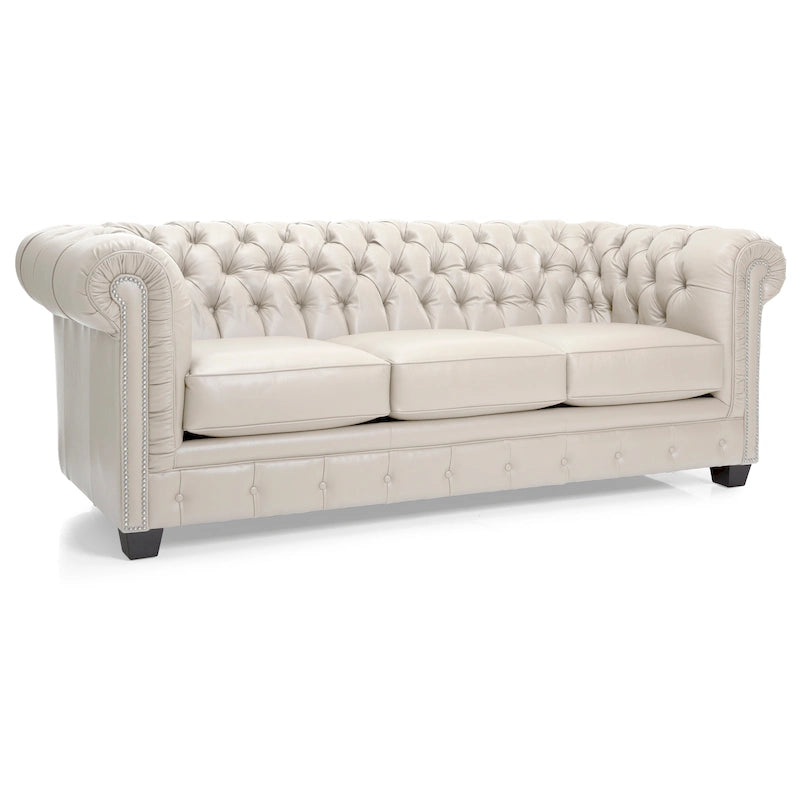 Hancock Tufted Top Grain Italian Leather Chesterfield Sofa - 31  H x 86  W x 40  D