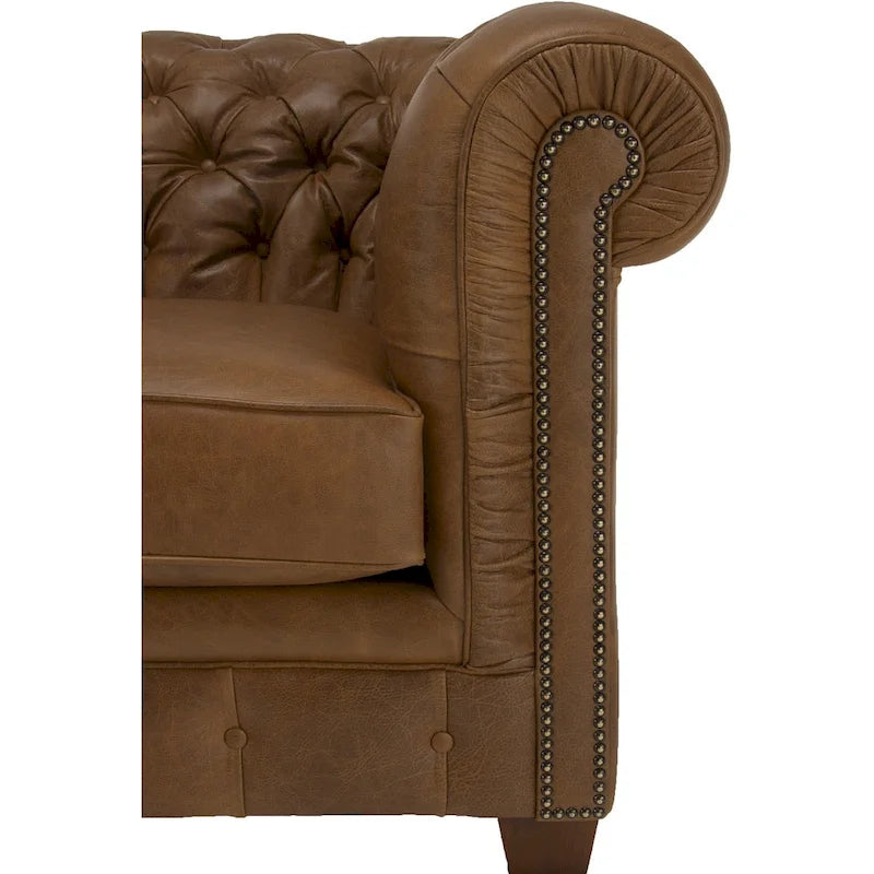 Hancock Tufted Top Grain Italian Leather Chesterfield Sofa - 31  H x 86  W x 40  D