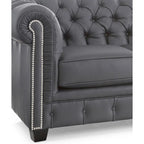 Hancock Tufted Top Grain Italian Leather Chesterfield Sofa - 31  H x 86  W x 40  D