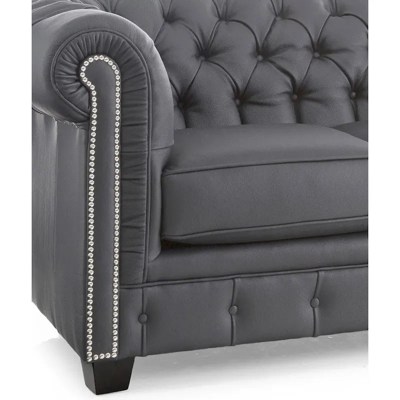 Hancock Tufted Top Grain Italian Leather Chesterfield Sofa - 31  H x 86  W x 40  D