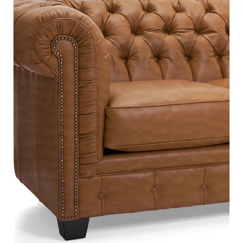 Hancock Tufted Top Grain Italian Leather Chesterfield Sofa - 31  H x 86  W x 40  D