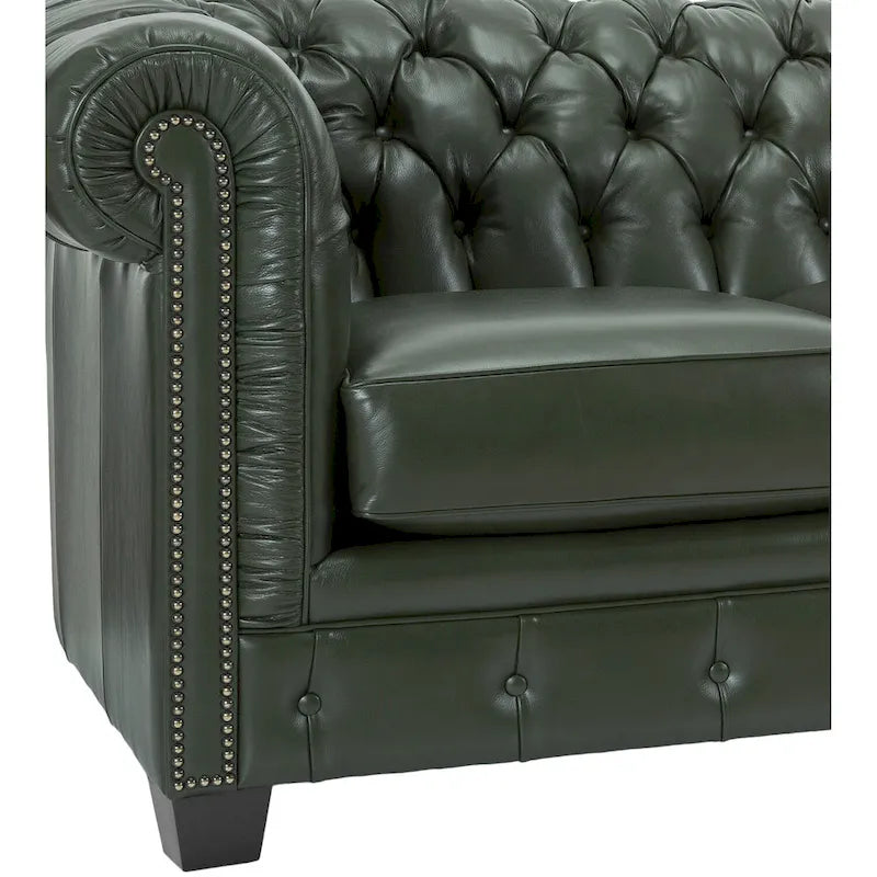 Hancock Tufted Top Grain Italian Leather Chesterfield Sofa - 31  H x 86  W x 40  D