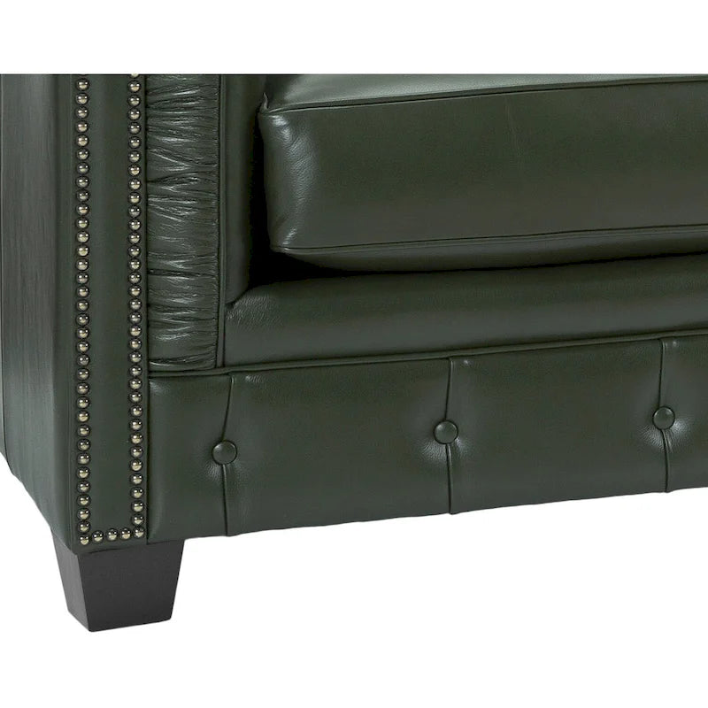 Hancock Tufted Top Grain Italian Leather Chesterfield Sofa - 31  H x 86  W x 40  D