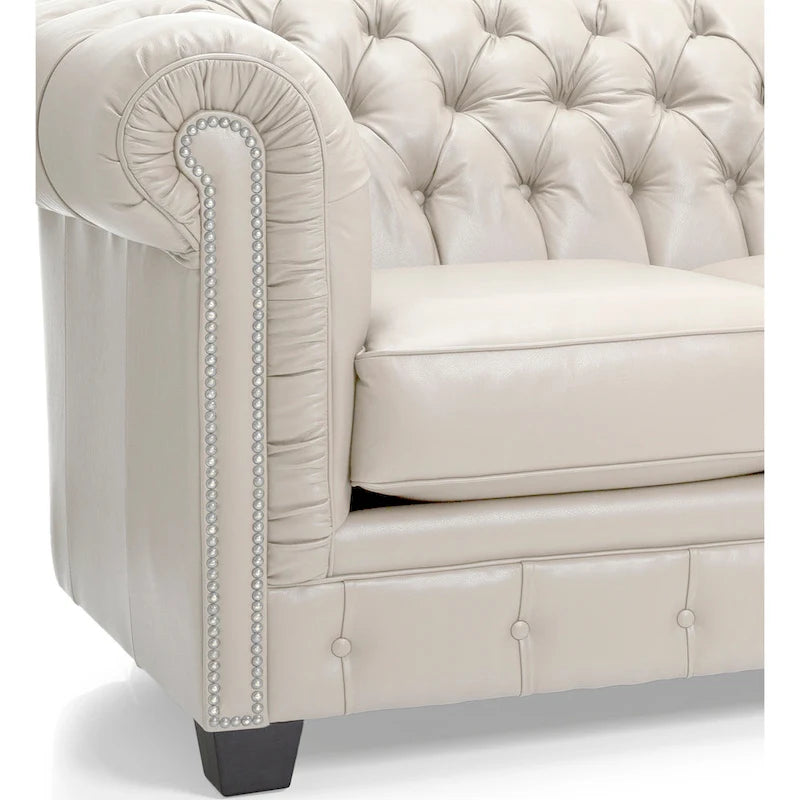 Hancock Tufted Top Grain Italian Leather Chesterfield Sofa - 31  H x 86  W x 40  D