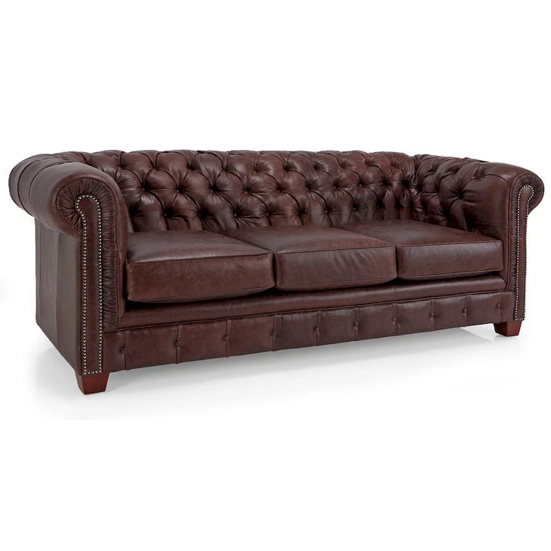 Hancock Tufted Top Grain Italian Leather Chesterfield Sofa - 31  H x 86  W x 40  D