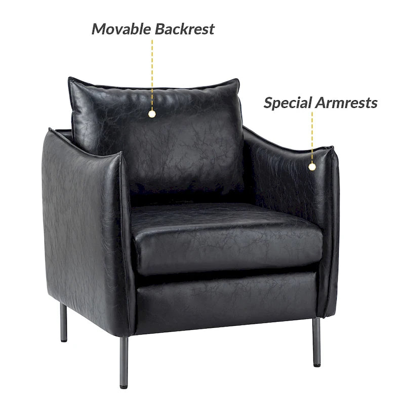 Jaime Modern Vegan Leather Accent chair with Metal Legs Set of 2 by HULALA HOME