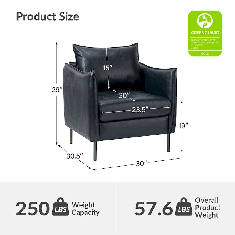 Jaime Modern Vegan Leather Accent chair with Metal Legs Set of 2 by HULALA HOME