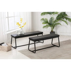 Porthos Home Remy Entryway Bench, PU Leather Upholstery, Iron Legs
