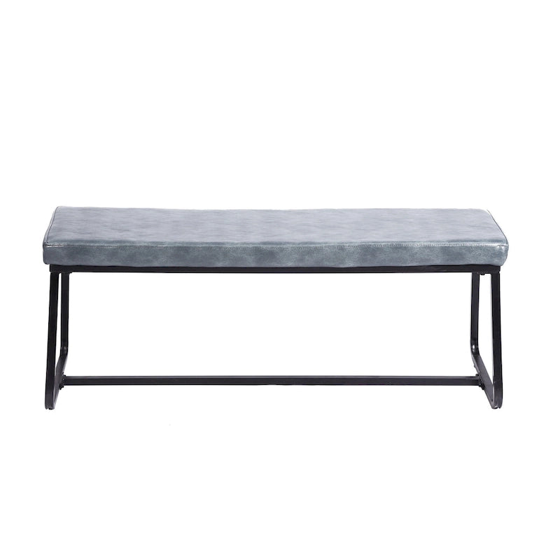 Porthos Home Remy Entryway Bench, PU Leather Upholstery, Iron Legs