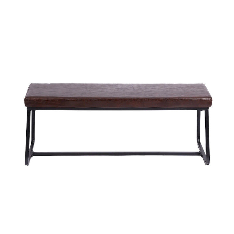 Porthos Home Remy Entryway Bench, PU Leather Upholstery, Iron Legs
