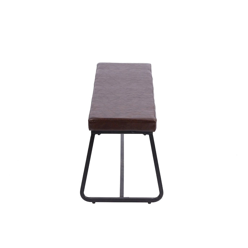 Porthos Home Remy Entryway Bench, PU Leather Upholstery, Iron Legs