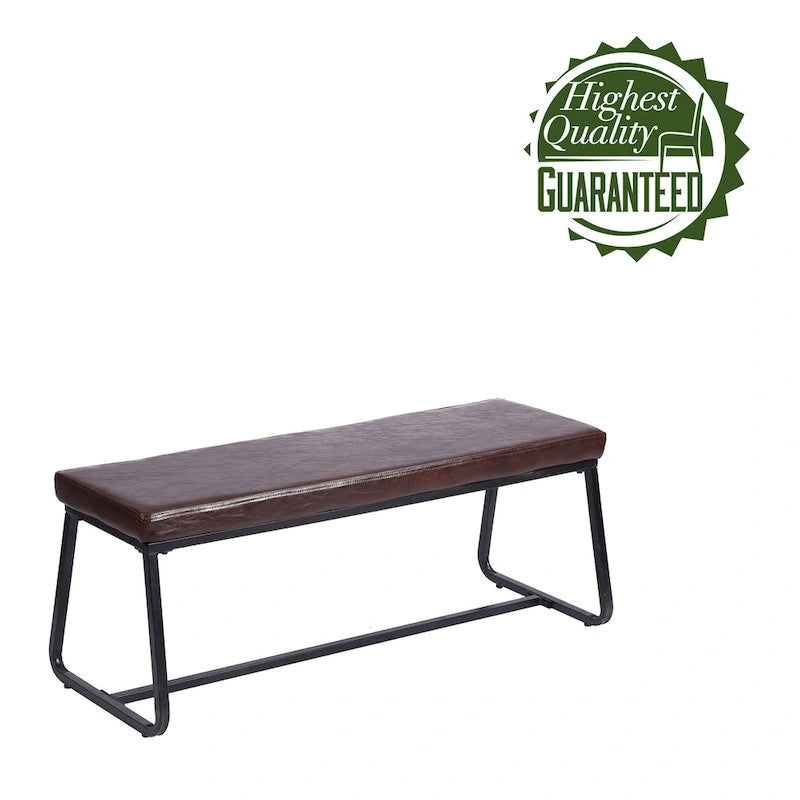 Porthos Home Remy Entryway Bench, PU Leather Upholstery, Iron Legs