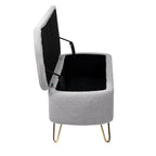 Modern Fuzzy Storage Bench, Upholstered Ottoman with Storage Space and Gold Legs, End of Bed Bench, Footrest Stool