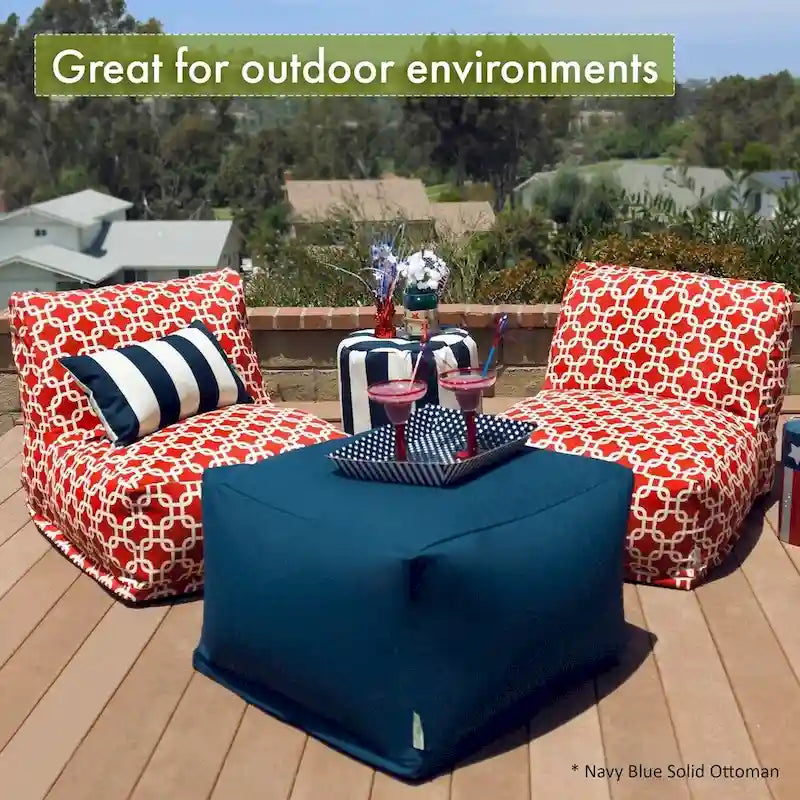Majestic Home Goods Indoor Outdoor Aruba Ottoman Pouf 27 in L x 27 in W x 17 in H
