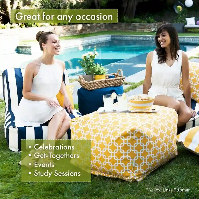 Majestic Home Goods Indoor Outdoor Aruba Ottoman Pouf 27 in L x 27 in W x 17 in H