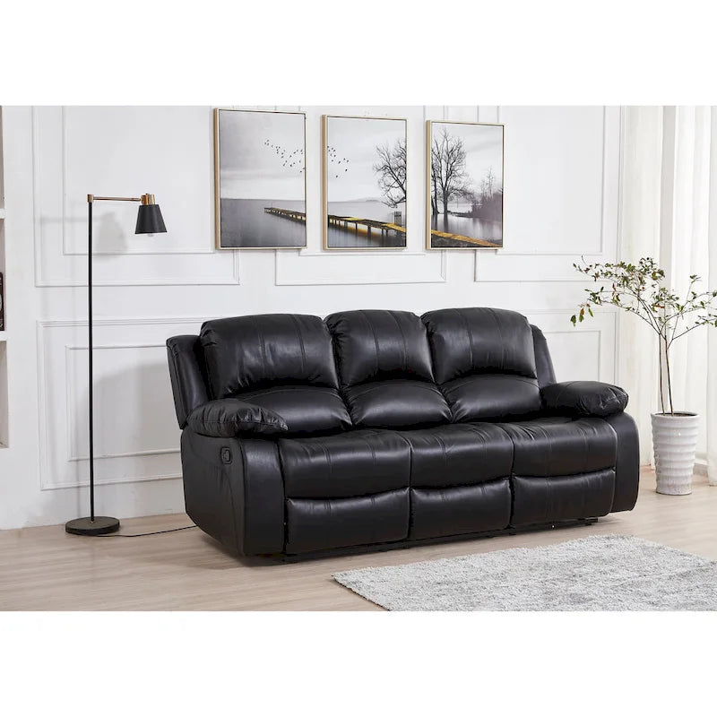 Betsy Furniture Bonded Leather Manual Rclining 3-seat Sofa Couch 8018