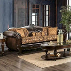 Rend Traditional Faux Leather Rolled Arms Tufted Sofa by Furniture of America