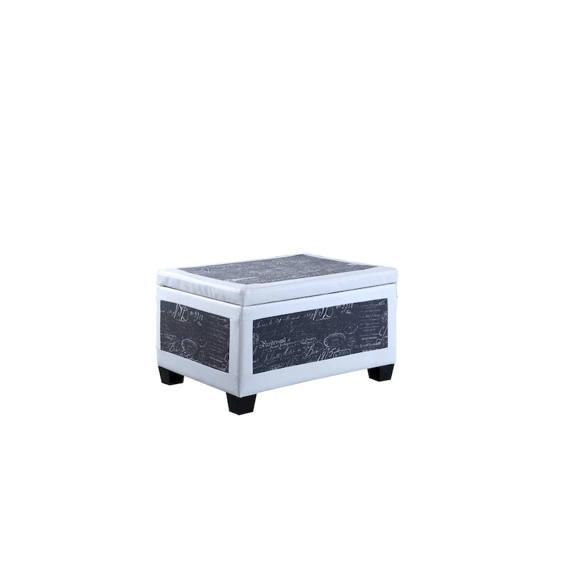 Taupe and Blue Plaid Storage Bench and Ottoman Three Piece Set