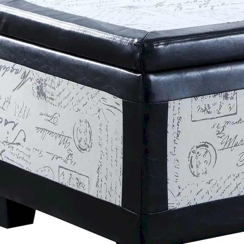 Taupe and Blue Plaid Storage Bench and Ottoman Three Piece Set