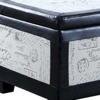 Taupe and Blue Plaid Storage Bench and Ottoman Three Piece Set