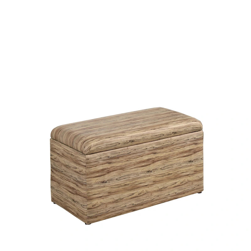 Taupe and Blue Plaid Storage Bench and Ottoman Three Piece Set