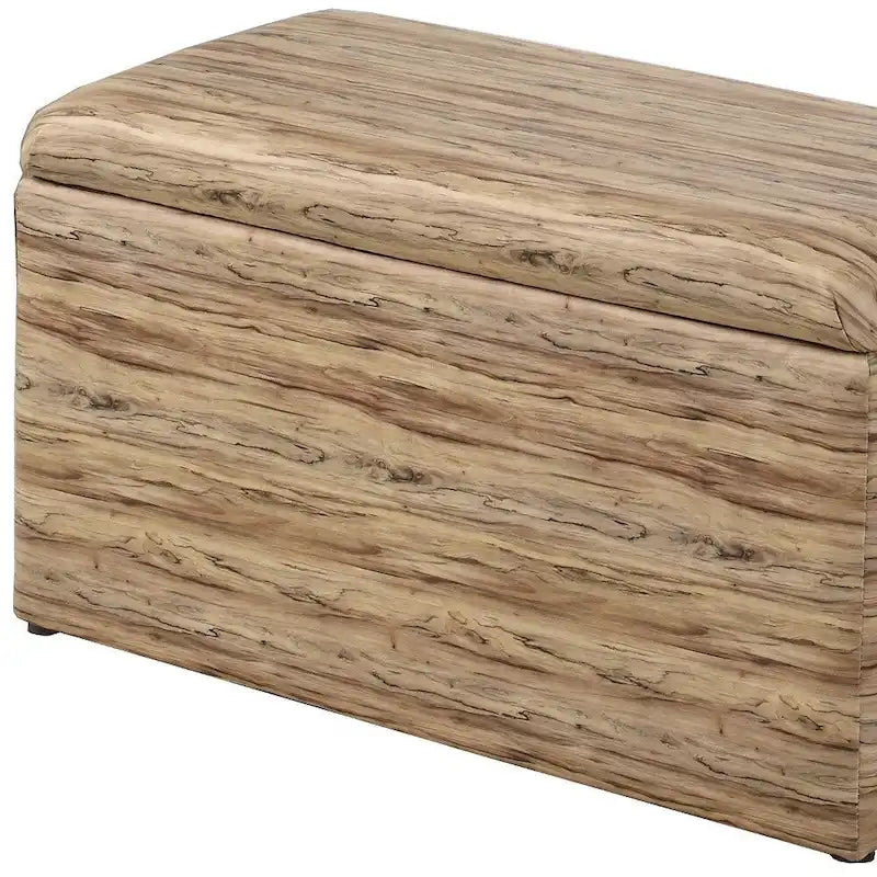 Taupe and Blue Plaid Storage Bench and Ottoman Three Piece Set
