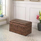 Taupe and Blue Plaid Storage Bench and Ottoman Three Piece Set