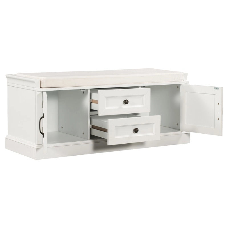 Storage Bench with 2 Drawers and 2 Cabinets