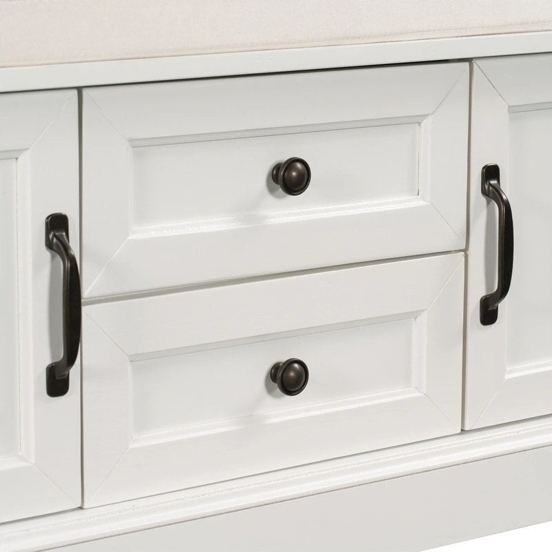 Storage Bench with 2 Drawers and 2 Cabinets
