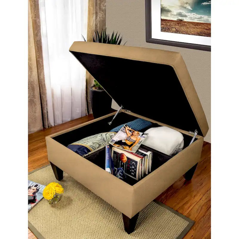 MJL Furniture Manhattan Allure Upholstered Organizational Cocktail Ottoman Table