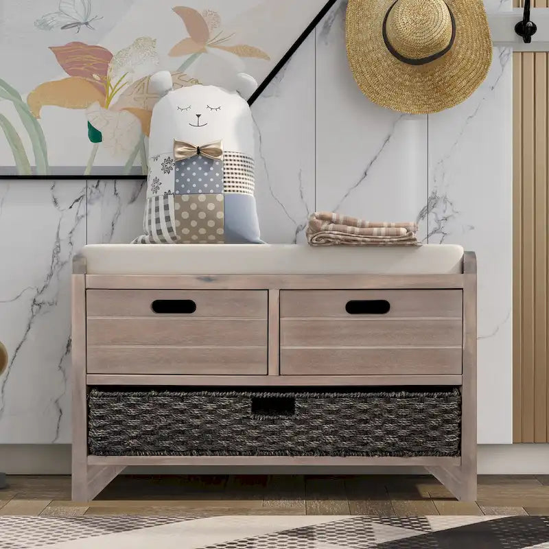 Fully Assembled Shoe Bench with Removable Cushion