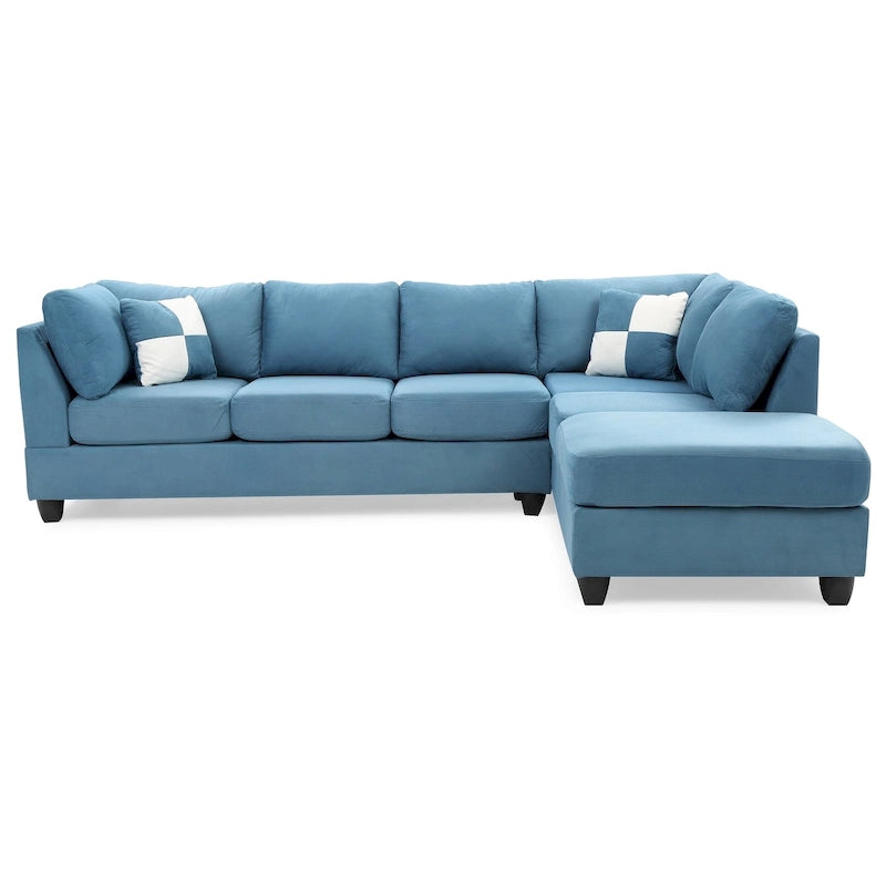 Malone 111 in. Suede 4-Seater Sectional Sofa with 2-Throw Pillow - 111 L x 78 W x 34 H