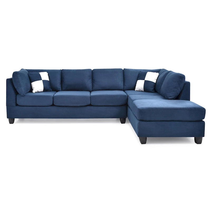 Malone 111 in. Suede 4-Seater Sectional Sofa with 2-Throw Pillow - 111 L x 78 W x 34 H