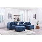 Malone 111 in. Suede 4-Seater Sectional Sofa with 2-Throw Pillow - 111 L x 78 W x 34 H