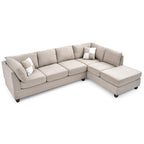 Malone 111 in. Suede 4-Seater Sectional Sofa with 2-Throw Pillow - 111 L x 78 W x 34 H